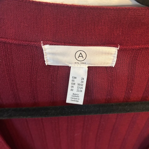 Deep Red Ribbed Cardigan - Picture 2 of 2